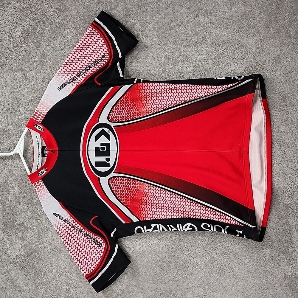 Vintage Louis Garneau Cycling Jersey Men's XL Red Black Half Zip Bike Biking